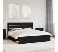 Teenpull Black King Bed Frame 200 x 200 cm Solid Pine Wood, slatted Base, Engineered Wood Structure, headboard, Bedroom Platform for Adult Sleep Support and Modern Home Decor
