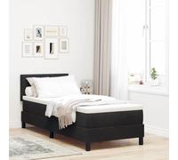 Teenpull Black LED Bed Frame with Velvet headboard, 80 x 200 cm Box Spring Base, Adjustable 2 Height Settings, RGB USB Light Strips for Modern Bedroom Comfort