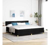 Teenpull Black LED Box Spring Bed Frame, 200 x 200 cm Fabric, sommier Base with upholstered headboard, USB RGB Light Strips, Adjustable Height, for Modern Bedroom Comfort and Support