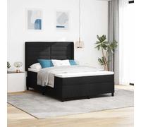 Teenpull Black LED Box Spring Bed with Mattress 140 x 200 cm Fabric, Wooden Frame, Adjustable Headboard, RGB Light Strip, Slatted Support, Modern Bedroom Comfort, Home Use