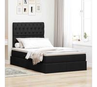 Teenpull Black LED Storage Bed with Mattress, 120 x 200 cm upholstered Frame, Gas Lift Ottoman, Adjustable headboard, USB Light, Built in Under Bed Storage, Medium Firm Support for Adults