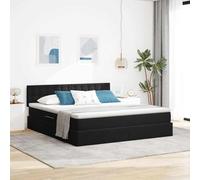 Teenpull Black LED Storage Bed with Mattress 160 x 200 cm Velvet upholstered Gas Lift Bed Frame, Adjustable headboard, Under Bed Storage, USB Light Strips, Medium Pocket Spring Mattress for Bedroom