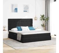 Teenpull Black LED Storage Bed with Mattress, 180 x 200 cm upholstered Bed Frame with Lift up Gas Storage, Velvet headboard, USB Light Strips, Medium Firmness, 2 Person Use, Indoor Bedroom