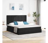 Teenpull Black LED Storage Bed with Mattress, 180 x 200 cm, upholstered Velvet headboard, Gas Lift Storage Base, Adjustable 78 to 88 cm, USB Light, Bedroom Set
