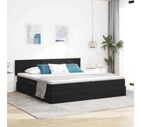 Teenpull Black LED Storage Bed with Mattress, 200 x 200 cm upholstered Velvet Ottoman Bed, Gas Lift Frame, Adjustable headboard, USB Light Strips, Medium Pocket Spring Set for Two, Indoor Bedroom Use