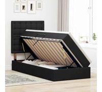 Teenpull Black LED Storage Bed with Mattress, 90 x 200 cm upholstered Frame, Gas Lift Base, Adjustable headboard, USB Lighting, Under Bed Storage for Bedroom, Medium Support, Indoor Use