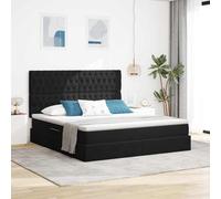 Teenpull Black LED Storage Bed with Mattress, Velvet upholstered Platform Bed 180 x 200 cm, Gas Lift Storage Base, Adjustable headboard, USB Lights, for Modern Bedroom Use