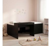 Teenpull Black Loft Bed for Kids with Desk, 75 x 190 cm, Engineered Wood Frame, slatted Base, Indoor Use, Space Saving Study Solution for Bedroom, Home Office, Durable Support for One Sleeper