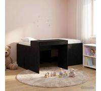 Teenpull Black Loft Bed for Kids with Desk, Engineered Wood Frame, 80 x 160 cm, Platform Base, Slat Support, Indoor Use, Space Saving Design for Bedroom Study and Rest