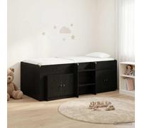 Teenpull Black Loft Bed Frame with Integrated Cabinet, Wood Composite Structure, 203 x 101 x 68.5 cm, Fits 80 x 200 cm Mattress, Space Saving Storage for Modern bedrooms, Indoor Use