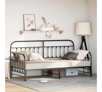 Teenpull Black Metal daybed Frame 90 x 200 cm, Steel Powder Coated Structure, slatted Base, Modern Indoor Guest Bed for Bedroom, Dorm Room, Rest and Sleep, Easy Assembly