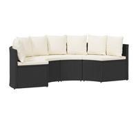 Teenpull Black Outdoor Sofa Set 2 pcs in Solid Acacia Wood and Poly Rattan with Cushions, UV Resistant Steel Frame for Terrace, Balcony, Garden Lounge Seating