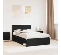 Teenpull Black Pine Solid Wood Bed Frame, 120 x 190 cm slatted Base, headboard, Sturdy Mattress Support for Bedroom, Modern Platform Bed for Adult, Guest Room, Easy Assembly, 200 kg Load