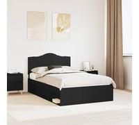 Teenpull Black Pine Wood Bed Frame 120 x 200 cm, Slatted Base, Headboard, Bedroom Platform Bed for Adult, Youth, Guest Room, Durable Support for Daily Sleep