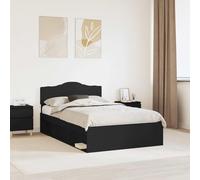 Teenpull Black Pine Wood Bed Frame 120 x 200 cm, slatted Base, headboard, Sturdy Platform Bed for Bedroom, Guest Room, Adult Use, Easy Assembly, 200 kg Support, Modern Home Style