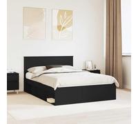 Teenpull Black Pine Wood Bed Frame 135 x 190 cm, slatted Platform Base, headboard, Sturdy Bedroom Structure for Adult Use, Easy Clean Design for Modern Home Comfort and restful Sleep
