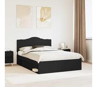 Teenpull Black Pine Wood Bed Frame 140 x 200 cm with Headboard, Slatted Base, Mattress Support, Modern Bedroom Platform for Adult and Child Rooms, Easy Clean, 200 kg Capacity