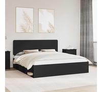 Teenpull Black Pine Wood Bed Frame 200 x 200 cm Emperor Size, slatted Base, headboard, Strong Bed Structure for Bedroom, Sleeping Support, Durable Frame for Adult Home Use