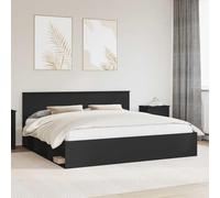 Teenpull Black Pine Wood Bed Frame 200 x 200 cm, slatted Base, headboard, 210 x 203 x 90 cm, 200 kg Capacity for Emperor Mattress, Bedroom Decor, Easy-Clean Modern Support