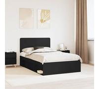 Teenpull Black Solid Pine Bed Frame 135 x 190 cm with Headboard, Slatted Base, Durable Wooden Structure for Bedroom, Sleep, Rest, Support and Easy Assembly