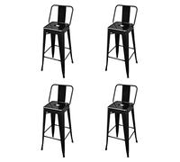 Teenpull Black Steel Bar Stools Set of 4, Counter Height Chairs for Kitchen Island Dining Room, Modern Design with Footrest