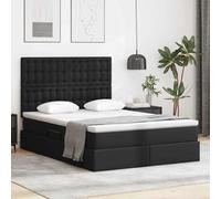 Teenpull Black Storage Bed 140 x 190 cm Synthetic Leather, Metal Structure, Hydraulic Lift Base, upholstered headboard, Bedroom Platform with Under Bed Storage, Home Use, Easy Clean