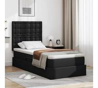 Teenpull Black Storage Bed 90 x 200 cm Synthetic Leather, Bed Frame with Hydraulic Lift, upholstered headboard, Platform Base, Bedroom Use, Space Saving underbed Storage