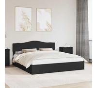 Teenpull Black Storage Bed Frame 200 x 200 cm Engineered Wood, Bed Base with slatted Support, headboard, Drawer Storage, Modern Bedroom Platform for Two Adults, Space Saving and Easy Assembly