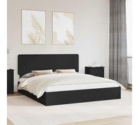 Teenpull Black Storage Bed Frame, 200 x 200 cm Engineered Wood, slatted Base, headboard, Drawer, Queen Size Platform for Bedroom, Sturdy Support, Space Saving Design for Adults