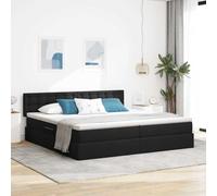 Teenpull Black Storage Bed Frame with LED Lights and Mattress, 200 x 200 cm upholstered Platform Base, Gas Lift Ottoman, Adjustable headboard, Under Bed Storage for Modern Bedroom Comfort