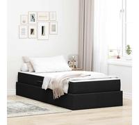 Teenpull Black Storage Bed Frame with Mattress, 100 x 200 cm, upholstered Polyester, Hydraulic Lift, slatted Base, Space Saving Bed for Bedroom, Adult Guest Home Use