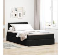 Teenpull Black Storage Bed Frame with Mattress 120 x 200 cm upholstered Platform Base with LED Lights, Gas Lift Storage, Adjustable headboard, Medium Firm Mattress