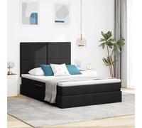 Teenpull Black Storage Bed Frame with Mattress, 140 x 200 cm upholstered Platform, Hydraulic Side Lift, headboard, Bedroom Space Saving Design, Interior Use, 280 kg Load Support