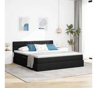 Teenpull Black Storage Bed Frame with Mattress 180 x 200 cm upholstered Base, LED Strip Lights, Gas Lift Storage, Adjustable headboard, Medium-Firm Pocket Spring Mattress