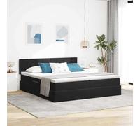 Teenpull Black Storage Bed Frame with Medium Firmness Mattress, LED USB Lights, Gas Lift Ottoman Base, Adjustable headboard, Velvet upholstered Bedroom Set, 180 x 200 cm for Adults, Guests, Home