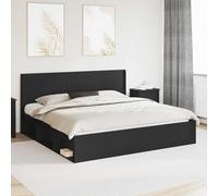 Teenpull Black Storage Bed Frame with upholstered headboard, Platform Base, Slat Support, Storage compartments, 180 x 200 cm Mattress fit, Modern Bedroom Furniture for Indoor Use and Easy Assembly