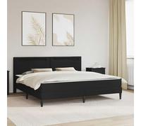 Teenpull Black upholstered Bed Frame 200 x 200 cm with Padded headboard, LED Strip Lights USB Powered, slatted Support, Under Bed Storage, Easy Assembly for Modern Bedroom Comfort