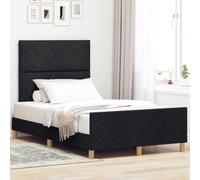 Teenpull Black upholstered Bed Frame with headboard, 120 x 200 cm, Wooden Structure, Platform Base, Bedroom Use, Durable Interior Support for restful Sleep, Easy Assembly