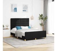 Teenpull Black Upholstered Bed Frame with Headboard 140 x 200 cm, Platform Base, Minimalist Design, Sofa Style for Bedroom, Easy Assembly, Sturdy Support, Quiet Sleep, Modern Home Decor