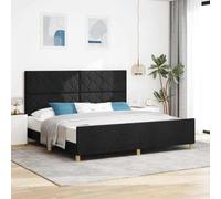 Teenpull Black upholstered Bed Frame with headboard, 200 x 200 cm, Platform Base, Solid Pine and Engineered Wood, Modern Bedroom Structure for Two, Indoor Use, Easy Assembly and Quiet Support
