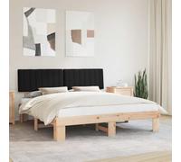 Teenpull Black upholstered Bed Frame with headboard, Solid Pine Wood Platform Bed for Super King Mattress 180 x 200 cm, no Box Spring Needed, Bedroom Support and Easy Care