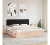 Teenpull Black upholstered Bed Frame with headboard, Solid Pine Wood, Platform slats, Super King 180 x 200 cm, no Box Spring Needed, Durable Bedroom Support, Easy Assembly for Modern Home