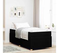 Teenpull Black upholstered Bed Frame with Mattress 100 x 200 cm, Wooden Structure, slatted Base, Medium Firm Support, Breathable Fabric for Modern Bedroom and Everyday Rest