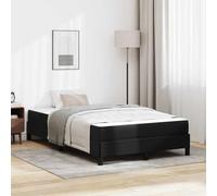 Teenpull Black Upholstered Bed Frame with Mattress, 120 x 190 cm, Wooden Slat Platform, Bedroom Support, Modern Design, 280 kg Capacity, for Adult Guest Room, restful Sleep
