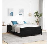 Teenpull Black upholstered Bed Frame with Mattress 140 x 190 cm, Wooden Engineered Slat Base, Modern Platform Bed for Bedroom, Durable Support, Two Person Use, 280 kg Capacity