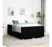 Teenpull Black upholstered Bed Frame with Mattress, 140 x 200 cm, Wooden Slat Base, Medium Firm Pocket Spring Mattress, Durable Bedroom Platform for 2 People, 280 kg Support, Easy Assembly