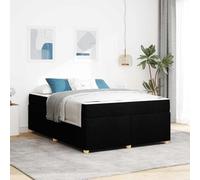 Teenpull Black upholstered Bed Frame with Mattress, 160 x 200 cm King Size, Wooden Structure, slatted Base, Medium-Firm Pocket Spring, 280 kg Support for Bedroom Rest