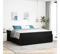 Teenpull Black upholstered Bed Frame with Mattress, 200 x 200 cm, Solid Wood Base, slatted Platform, Medium Firm Pocket Springs, Modern Bedroom Support for Two, Indoor Use, 280 kg Load