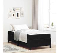 Teenpull Black upholstered Bed Frame with Mattress, 90 x 200 cm Single Bed, Engineered Wood Slat Base, Medium Firm Pocket Spring Mattress, Modern Bedroom Support for One Sleeper