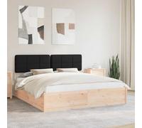 Teenpull Black Upholstered Bed Frame with Removable Washable Headboard Cover, Solid Pine Wood Platform Base, 180 x 200 cm Super King Bed Frame for Bedroom Comfort and Everyday Support